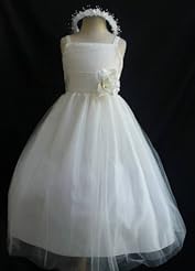 Girls Satin Flower-Girl Dress  With a Sash 