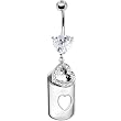 Crystalline Double Gem Dog Tag Heart Belly Ring