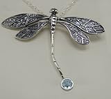 Sterling Silver Dragonfly w/ Faceted blue Topaz...So Beautiful!