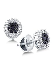 1.0 cttw. Diamond Flower Earring 14K White Gold