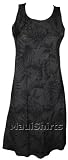 Short Tank Flared Dress - Midnight Garden Sleeveless Knee Length A-Line Silhouette Hawaiian Aloha Pullover Short Tank - Regular Size