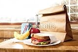 Wallmonkeys Peel and Stick Wall Decals - Healthy School Lunch with Brown Bag - 60