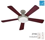 Hunter 21627 Palermo 52-Inch, 5-Blade Ceiling Fan in Brushed Nickel with Maple and Cherry Blades
