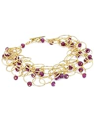 Dana Kellin Ruby and 14k Gold Fill Briolette Link 4-Strand Bracelet, 7-7.5"