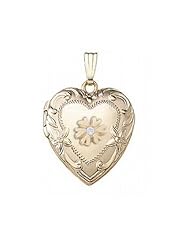 14K Yellow Gold Cremation and Hair Locket w/ Diamond Center 3/4 inch x 3/4 inch in Solid 14K Yellow Gold