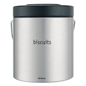 Brabantia Biscuit Barrel Matt Steel with Matt Black Lid