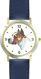Pit Bull JP Dog - WATCHBUDDY&reg; DELUXE TWO-TONE THEME WATCH - Arabic Numbers - Blue Leather Strap-Children's Size-Small ( Boy's Size & Girl's Size )