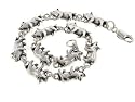 Detailed Little Pigs Sterling Silver Pig Link 7" Bracelet