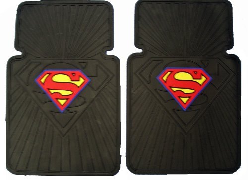  Front Car Truck SUV Rubber Floor Mats - Superman Shield