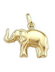 Animal Pendant 14k Yellow Gold Elephant Charm Trunk