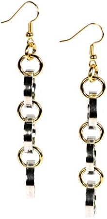 Chased Three-tiered Aluminum Dangle Earrings - Handmade Earrings - Silver and Gold Chandelier Earrings