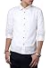 【週末限定】 ウッドボタン コットン 7分袖カラーシャツ 【sbst-010-2】 (M, WHITE)