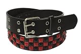 Black and Red Pyramid Studded Belt - 3 Row