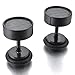 Men's 8mm Stainless Steel Stud Resin Carbon Fiber Earrings Black Silver Tapers Plugs Tunnel