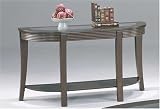 Cappuccino Finish Ribbed Apron Sofa Table with Glass Top By Coaster Furniture