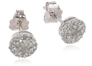 10k White Gold Round Diamond Cluster Earrings (1/4 cttw, I-J Color, I2-I3 Clarity)