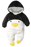 (コ-ランド) Co-land ベビー服 ふわふわ ロンパース 赤ちゃん カバーオール 新生児 長袖 フード付き アニマル 着ぐるみ 綿入り 秋冬防寒 出産祝い 黒ペンギン 80