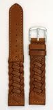 Men's Braided Italian Leather Watchband Tan 16mm Watch Band