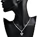 925 Sterling Silver Filigree Fleur De Lis Pendant Necklace, 18 inch Snake Chain