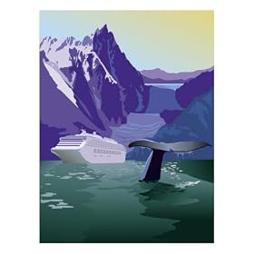 A View of an Alaskan Cruise Ship, Glaciers, and a Whale Giclee Poster Print by Dynamic Graphics, 42x56