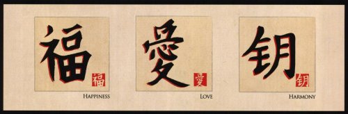 Chinese Characters (Happiness, Love, Harmony) Art Poster Print - 12