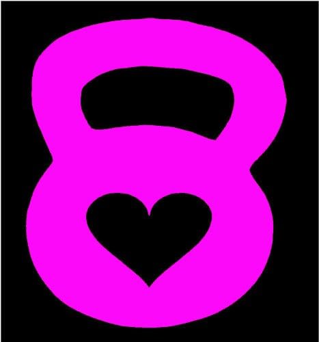KETTLEBELL CROSSFIT HEART 5" (color: HOT PINK) Die-cut Vinyl Decal Window Sticker for Cars, Trucks, Windows, Walls, Laptops, and other stuff.