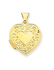 14k Gold Scroll Heart Locket