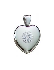 14K White Premium Cremation and Hair Locket w/ Diamond Center 3/4 inch x 3/4 inch in Solid 14K White Gold