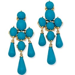 Gold Plated Faux Turquoise Chandelier Post Earrings by Cheryl M