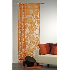 Fadenvorhang Dekoschal mit �sen Vorhang 140x235 orange Blumen Muster Gardine