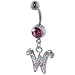 pug20  - Belly Navel Rings Pink Letter W Body Jewelry