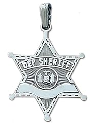 Sterling Silver Deputy Sheriff Police Officer Badge Pendant