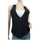 Black Button Front Sleeveless Plus Size Vest Top
