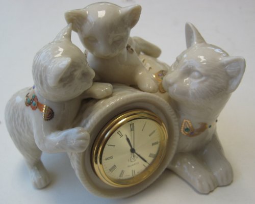 Ceramic Decorative Cat Analog Clock - Analog clock with 3 white cats around it