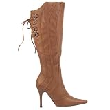 Womens Knee High Lace Back Pointed Boots