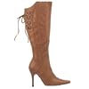 Womens Knee High Lace Back Pointed Boots