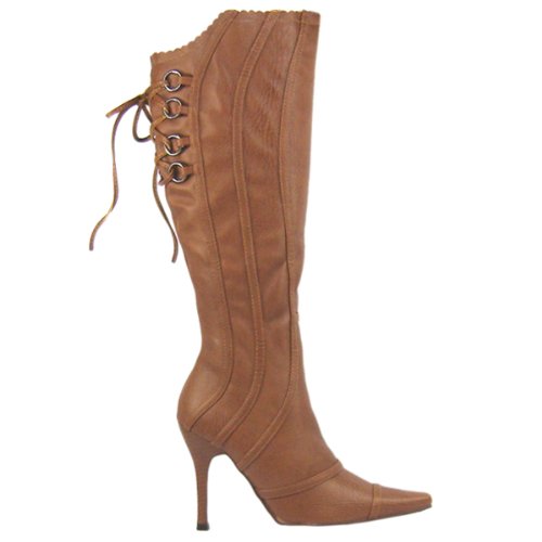 Womens Knee High Lace Back Pointed Boots