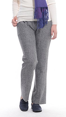 【ウール混ツイード 裏地付あったかパンツ (股下65cm) すっきりシルエット】 7024