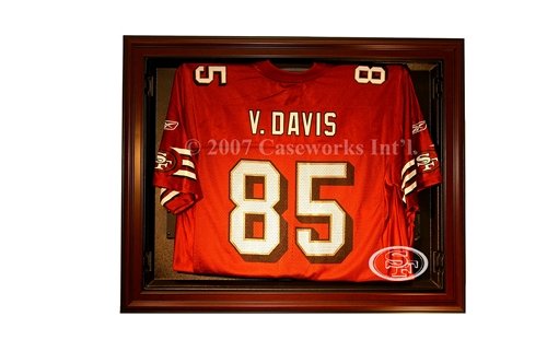 San Francisco 49ers Football Jersey Display Case with Removable Face and Mahogany Finish Frame