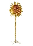 Tropical 6.5' Pre-Lit Gold Tinsel Palm Tree Luau Christmas Tree