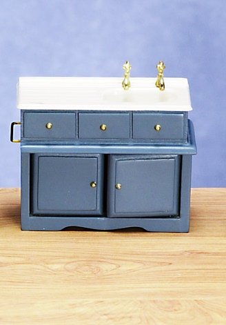 Childrens Toyshop  Toys : KITCHEN SINK/COUNTRY BLUE Miniature Dollhouse Furniture 1" Scale