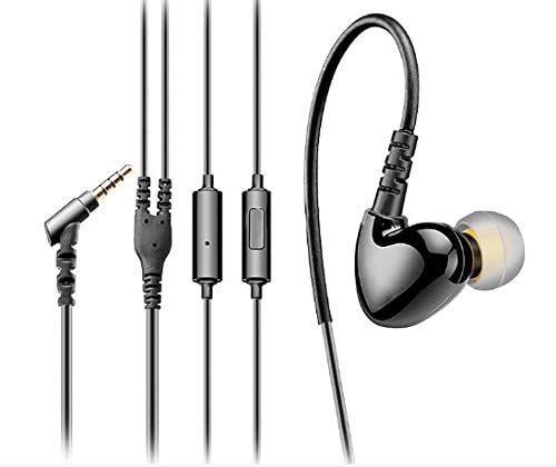 iSens W1 In-ear Sports Wired Earbuds Earphones Headphones Headsets with Inline Microphone for Mp3 Players, Smartphones, Laptops, Tablets with 3.5mm Audio Line-in.(Whole black)
