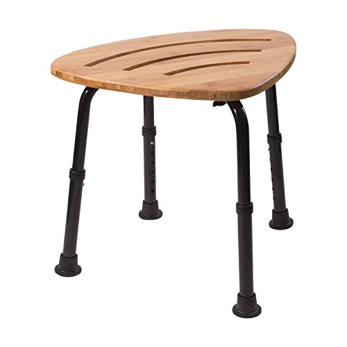 DMI Corner Shower Stool, Bamboo Shower Stool, Adjustable Height Spa