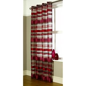 Como Voile Panel Curtain 90" Cerise Red Brown Eyelet