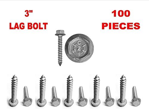 100 Pack 3" Inch 5/16 Hex Flange Washer Head Lag Bolt Screw DISH APROVED