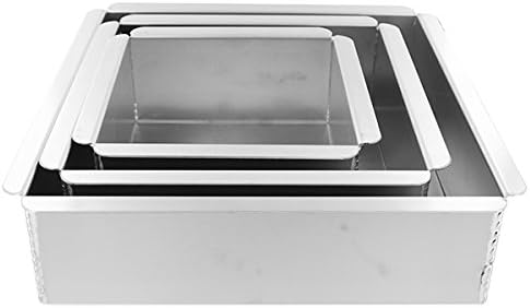 Cake Pan Set of 3, Square 3 Inches (6", 8" 10") by Magic Line