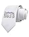 TooLoud Book Nerd Printed White Neck Tie
