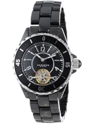 Akribos XXIV Womens AK524BK Ceramic Oversized Automatic Open Heart Watch