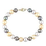14k Yellow Gold 7-9mm Cultured Freshwater Multi-Color Pearl Bracelet