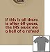 "if this is all there is after 60 years, the IRS owes me a hell of a refund" Premium Relaxed-Fit 100% Cotton Crew-Neck Tee for Him -- Show your senior-level sense of humor with this witty Age Happens shirt, and see more funny tootoographic shirts in many styles and colors